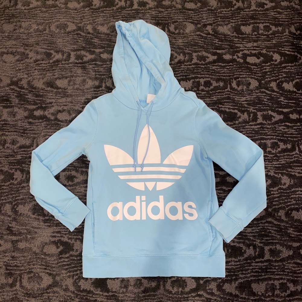 Adidas womens blue logo hoodie
